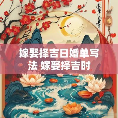 嫁娶择吉日婚单写法 嫁娶择吉时