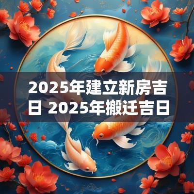 2025年建立新房吉日 2025年搬迁吉日查询