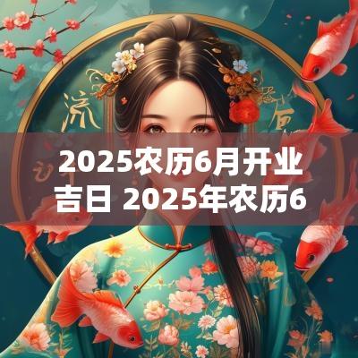 2025农历6月开业吉日 2025年农历6月开业吉日