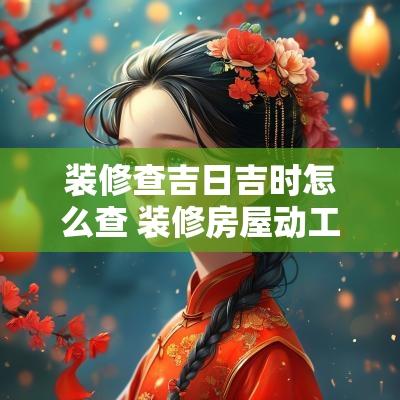 装修查吉日吉时怎么查 装修房屋动工吉日吉时表
