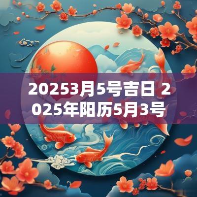 20253月5号吉日 2025年阳历5月3号是黄道吉日吗