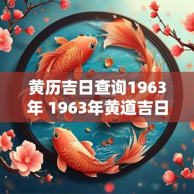 黄历吉日查询1963年 1963年黄道吉日