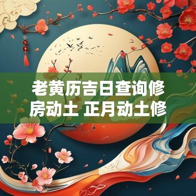 老黄历吉日查询修房动土 正月动土修房吉日查询表