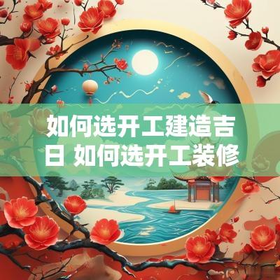如何选开工建造吉日 如何选开工装修良辰吉日