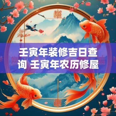 壬寅年装修吉日查询 壬寅年农历修屋吉日