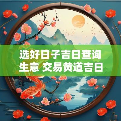 选好日子吉日查询生意 交易黄道吉日查询2025