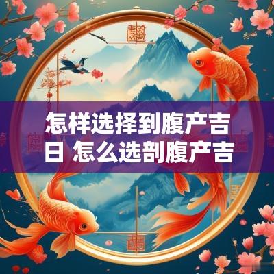 怎样选择到腹产吉日 怎么选剖腹产吉日2025年