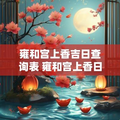 雍和宫上香吉日查询表 雍和宫上香日子哪天最好