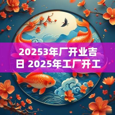 20253年厂开业吉日 2025年工厂开工吉日查询