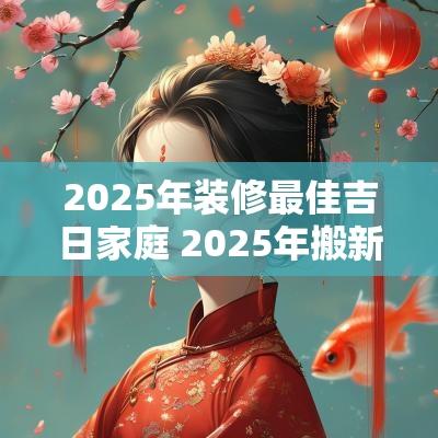 2025年装修最佳吉日家庭 2025年搬新家最旺吉日表