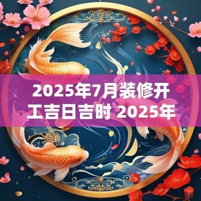 2025年7月装修开工吉日吉时 2025年01月开工吉日