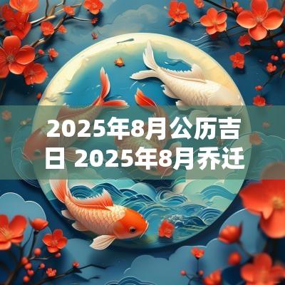 2025年8月公历吉日 2025年8月乔迁新居吉日一览表