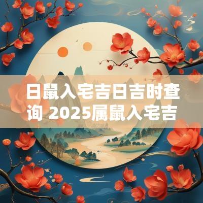 日鼠入宅吉日吉时查询 2025属鼠入宅吉日