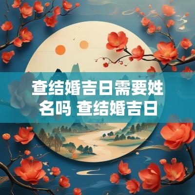 查结婚吉日需要姓名吗 查结婚吉日