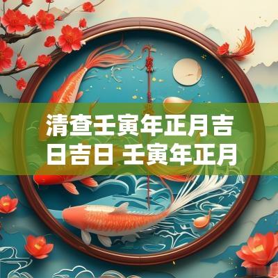 清查壬寅年正月吉日吉日 壬寅年正月十二吉日查询