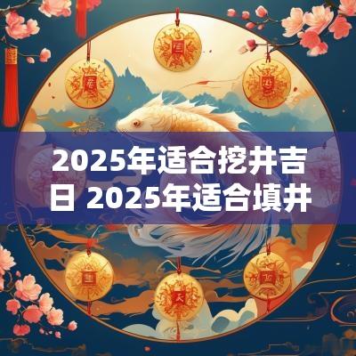 2025年适合挖井吉日 2025年适合填井吉日