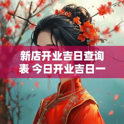 新店开业吉日查询表 今日开业吉日一览表