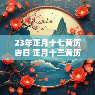 23年正月十七黄历吉日 正月十三黄历吉日查询