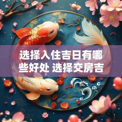 选择入住吉日有哪些好处 选择交房吉日需要考虑哪些因素