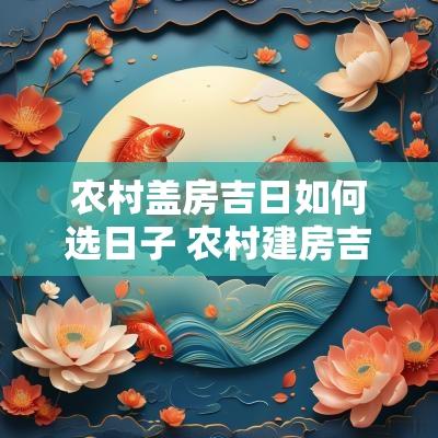 农村盖房吉日如何选日子 农村建房吉日一览表