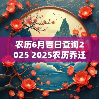 农历6月吉日查询2025 2025农历乔迁吉日查询