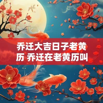 乔迁大吉日子老黄历 乔迁在老黄历叫什么