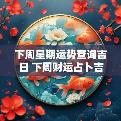 下周星期运势查询吉日 下周财运占卜吉日查询