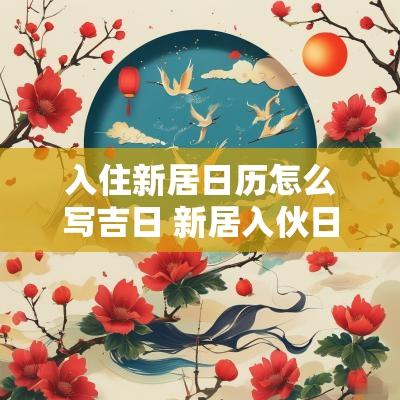 入住新居日历怎么写吉日 新居入伙日历