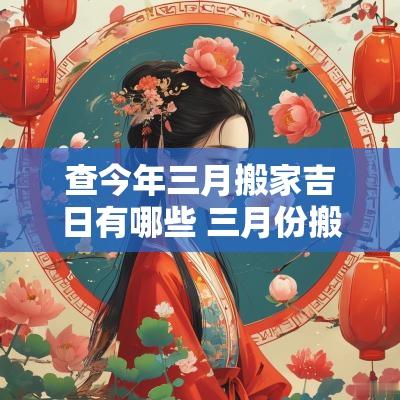 查今年三月搬家吉日有哪些 三月份搬家吉日老黄历查询