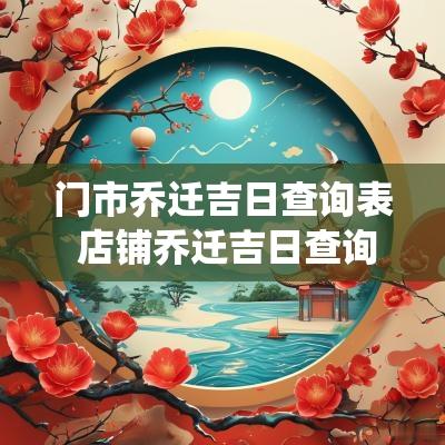 门市乔迁吉日查询表 店铺乔迁吉日查询系统