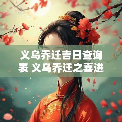 义乌乔迁吉日查询表 义乌乔迁之喜进门仪式