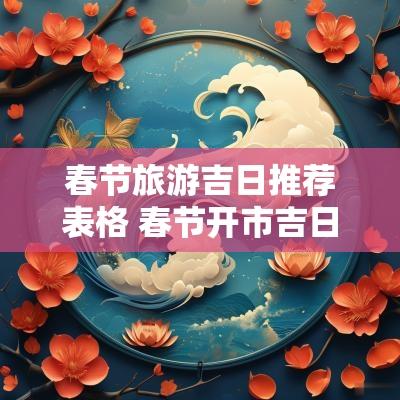 春节旅游吉日推荐表格 春节开市吉日一览表