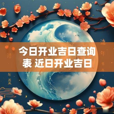 今日开业吉日查询表 近日开业吉日