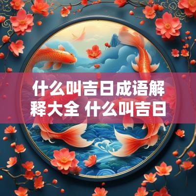 什么叫吉日成语解释大全 什么叫吉日成语解释