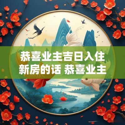 恭喜业主吉日入住新房的话 恭喜业主喜提新房的话语