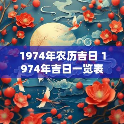 1974年农历吉日 1974年吉日一览表