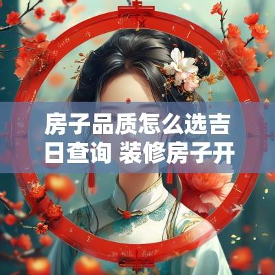 房子品质怎么选吉日查询 装修房子开工吉日如何选