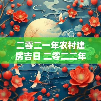 二零二一年农村建房吉日 二零二二年建房动土吉日