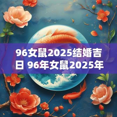 96女鼠2025结婚吉日 96年女鼠2025年结婚哪个月好