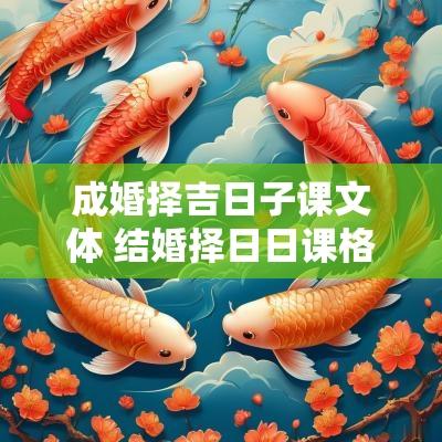 成婚择吉日子课文体 结婚择日日课格式
