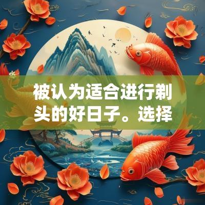 被认为适合进行剃头的好日子。选择这些日子进行剃头，不仅是对传统文化的一种尊重，也寄予了对未来的美好期望。在这些日子里，气候适宜，运势较好，有助于新发的生长和身体的健康。