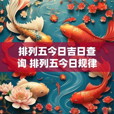 排列五今日吉日查询 排列五今日规律