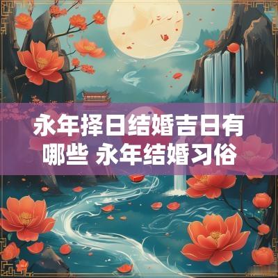 永年择日结婚吉日有哪些 永年结婚习俗