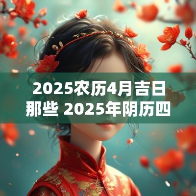 2025农历4月吉日那些 2025年阴历四月的吉日