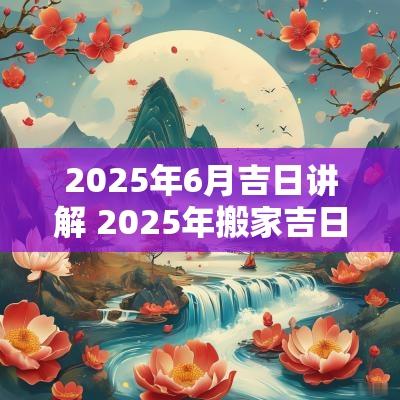 2025年6月吉日讲解 2025年搬家吉日吉时