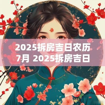 2025拆房吉日农历7月 2025拆房吉日官网