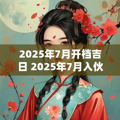 2025年7月开档吉日 2025年7月入伙吉日查询