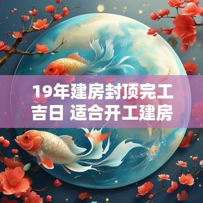 19年建房封顶完工吉日 适合开工建房的日期