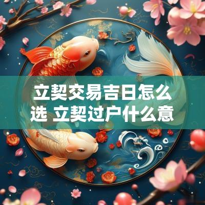 立契交易吉日怎么选 立契过户什么意思