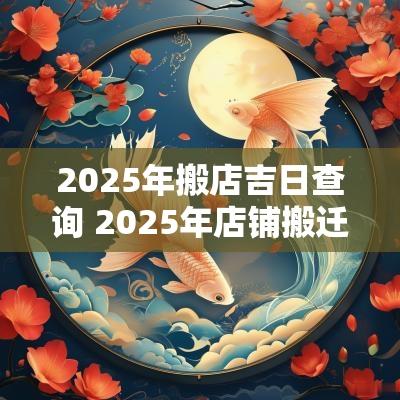 2025年搬店吉日查询 2025年店铺搬迁吉日大全